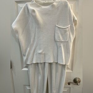 White Knit Sweater and Pants Set
